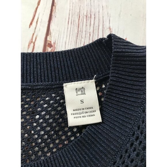 Scotch & Soda Navy Ribbed Knit Short Sleeve RuffleTrim Dress Size Small - Picture 10 of 12